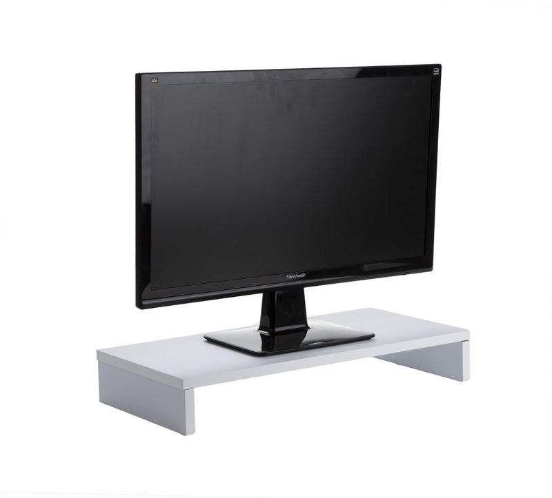 Mind Reader Woodland Collection, Monitor Stand, 33 lb. Capacity, Desktop Organizer, White - Image 1